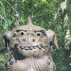 備前焼の狛犬（３）日吉神社（賞田）