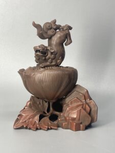 牡丹獅子香炉 金重陶陽造