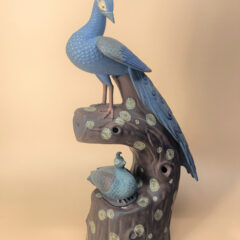 古備前　優品（１９）彩色備前　孔雀香炉