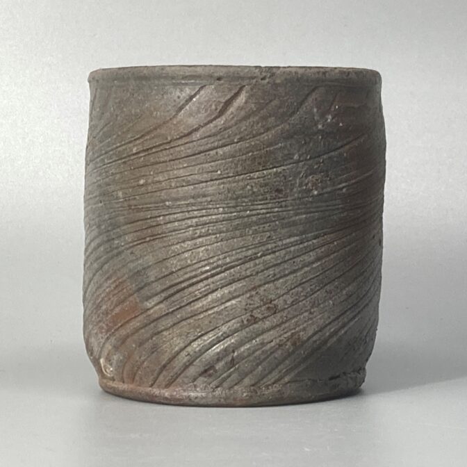 備前焼　コップ　桟切