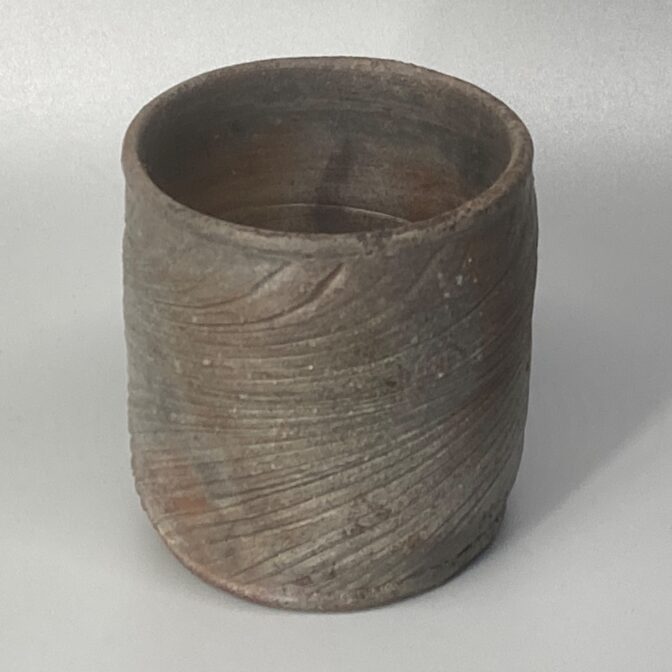 備前焼　コップ　桟切