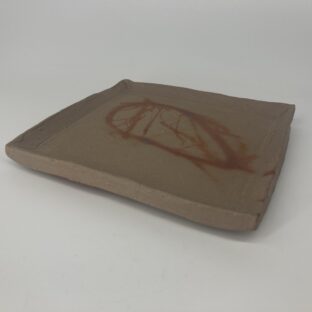 備前焼　５寸角皿　ヒダスキ　（１）　紙箱入り