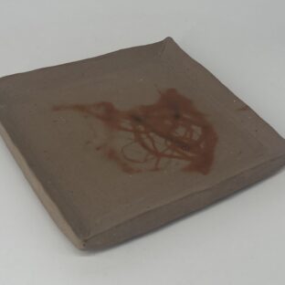 備前焼　５寸角皿　ヒダスキ　（2）　紙箱入り